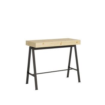 Console Bench Anthracite frame - Extendable console 90x40/300 cm White Ash bench Anthracite frame