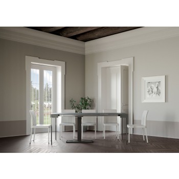 Capital console Anthracite frame - Extendable console 90x40/196 cm Capital Small White Ash Anthracite frame