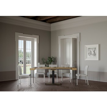 Capital console Anthracite frame - Extendable console 90x40/196 cm Capital Small White Ash Anthracite frame