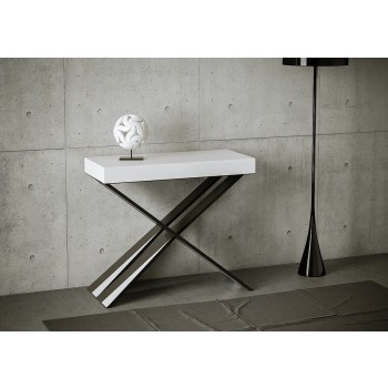 Diago console Anthracite frame - Extendable console 90x40/196 cm Diago Small White Ash Anthracite frame