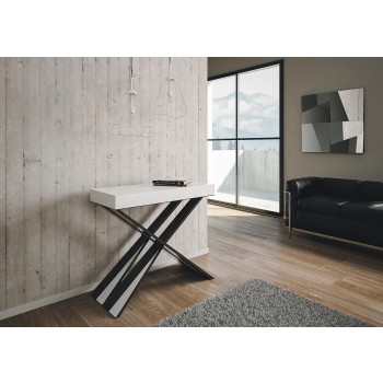 Diago console Anthracite frame - Extendable console 90x40/196 cm Diago Small White Ash Anthracite frame