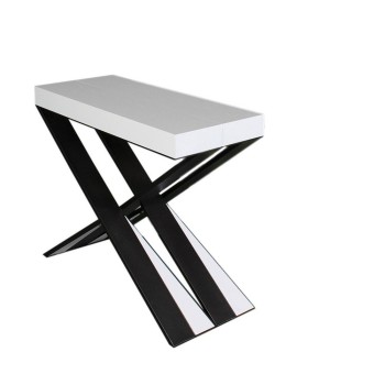 Diago console Anthracite frame - Extendable console 90x40/196 cm Diago Small White Ash Anthracite frame