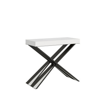 Diago console Anthracite frame - Extendable console 90x40/196 cm Diago Small White Ash Anthracite frame