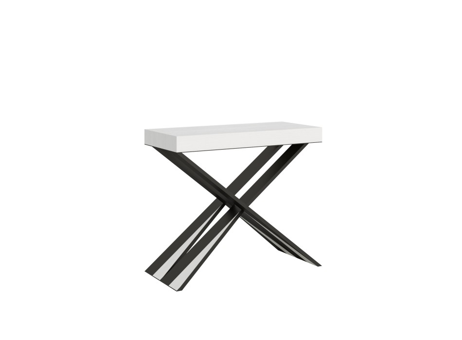 Diago console Anthracite frame - Extendable console 90x40/196 cm Diago Small White Ash Anthracite frame