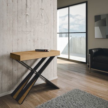 Diago Console with Anthracite frame - Extendable console 90x40/300 cm Diago Premium Oak Natura with Anthracite frame