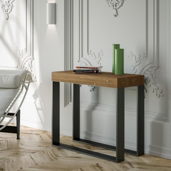 Elettra Console with Anthracite frame - Extendable console 90x40/190 cm Elettra Small Stained Fir with Anthracite frame