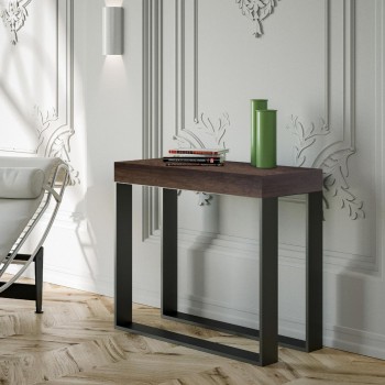 Elettra Console Anthracite frame - Extendable console 90x40/196 cm Elettra Small White Ash Anthracite frame