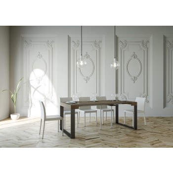 Elettra Console Anthracite frame - Extendable console 90x40/196 cm Elettra Small White Ash Anthracite frame