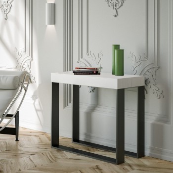 Elettra Console Anthracite frame - Extendable console 90x40/196 cm Elettra Small White Ash Anthracite frame