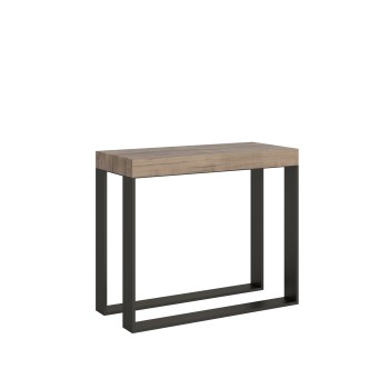 Elettra Console Anthracite frame - Extendable console 90x40/196 cm Elettra Small White Ash Anthracite frame