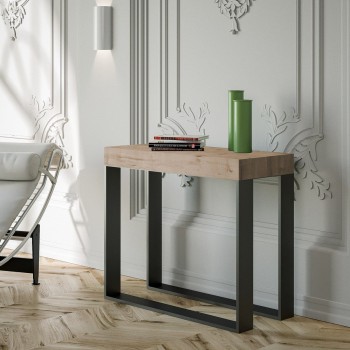 Elettra Console Anthracite frame - Extendable console 90x40/196 cm Elettra Small White Ash Anthracite frame