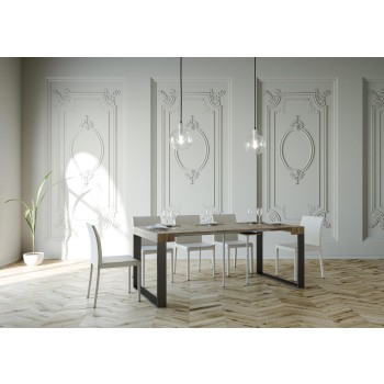 Elettra Console Anthracite frame - Extendable console 90x40/196 cm Elettra Small White Ash Anthracite frame