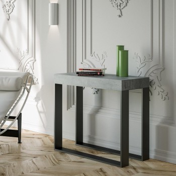 Elettra Console Anthracite frame - Extendable console 90x40/196 cm Elettra Small White Ash Anthracite frame