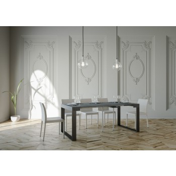 Elettra Console Anthracite frame - Extendable console 90x40/196 cm Elettra Small White Ash Anthracite frame