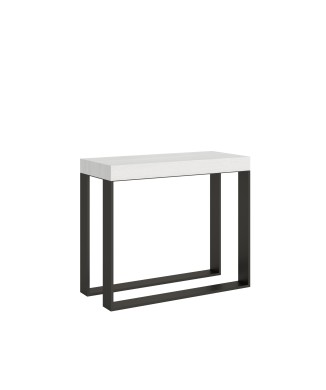 Elettra Console Anthracite frame - Extendable console 90x40/196 cm Elettra Small White Ash Anthracite frame