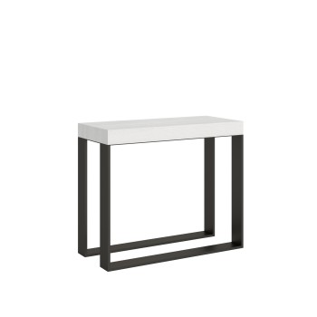 Elettra Console Anthracite frame - Extendable console 90x40/196 cm Elettra Small White Ash Anthracite frame