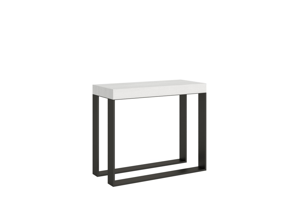 Elettra Console Anthracite frame - Extendable console 90x40/196 cm Elettra Small White Ash Anthracite frame