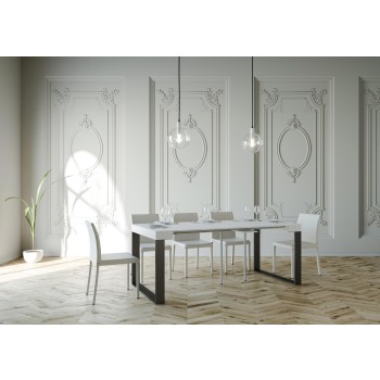 Console Elettra Anthracite frame - Extendable console 90x40/300 cm Elettra White Ash Anthracite frame