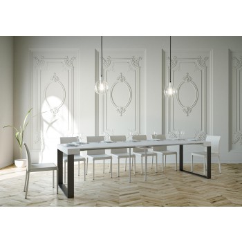 Console Elettra Anthracite frame - Extendable console 90x40/300 cm Elettra White Ash Anthracite frame