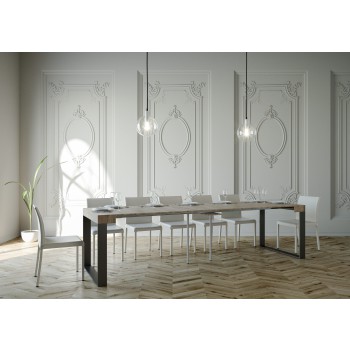 Console Elettra Anthracite frame - Extendable console 90x40/300 cm Elettra White Ash Anthracite frame