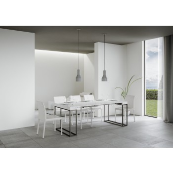 Epoca console with Anthracite frame - Extendable console 90x40/196 cm Epoca Small White Ash with Anthracite frame