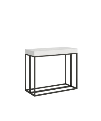 Epoca console with Anthracite frame - Extendable console 90x40/196 cm Epoca Small White Ash with Anthracite frame