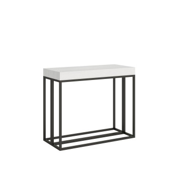 Epoca console with Anthracite frame - Extendable console 90x40/196 cm Epoca Small White Ash with Anthracite frame