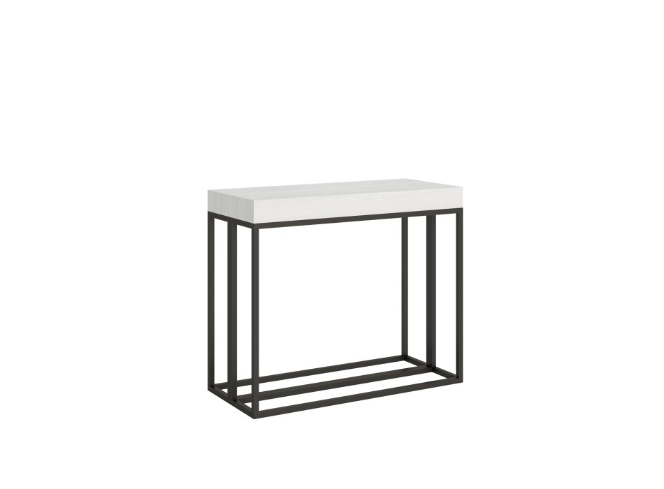 Epoca console with Anthracite frame - Extendable console 90x40/196 cm Epoca Small White Ash with Anthracite frame