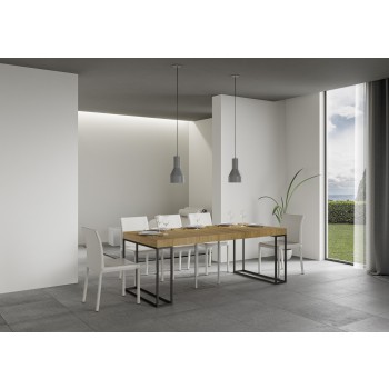 Epoca console with Anthracite frame - Extendable console 90x40/196 cm Epoca Small Premium Oak Natura with Anthracite frame