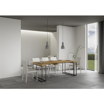 Epoca Console with Anthracite frame - Extendable console 90x40/196 cm Epoca Small Quercia Natura with Anthracite frame