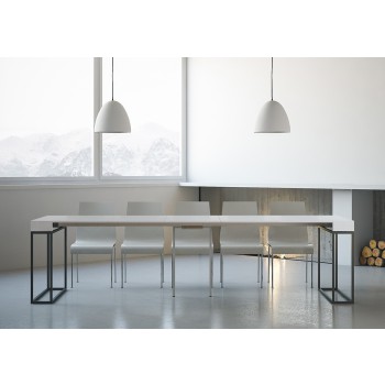 Epoca Console with Anthracite frame - Extendable console 90x40/300 cm Epoca White Ash with Anthracite frame