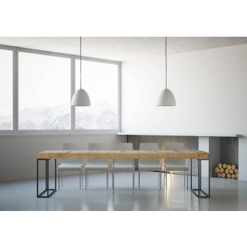 Epoca Console with Anthracite frame - Extendable console 90x40/300 cm Premium Epoca Nature Oak with Anthracite frame