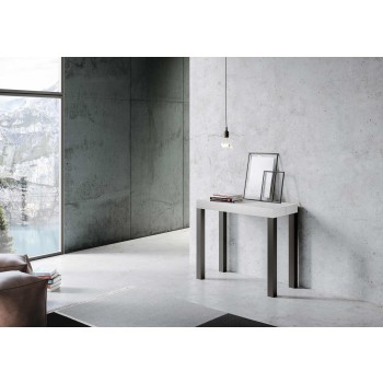 Everyday console Anthracite frame - Extendable console 90x40/196 cm Everyday Small White Ash Anthracite frame