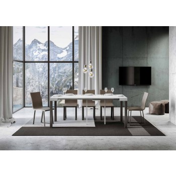 Everyday console Anthracite frame - Extendable console 90x40/196 cm Everyday Small White Ash Anthracite frame