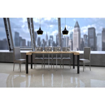 Everyday console Anthracite frame - Extendable console 90x40/300 cm Everyday White Ash Anthracite frame