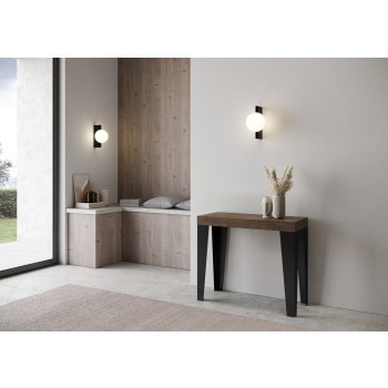 Flame Console with Anthracite frame - Extendable console 90x40/196 cm Flame Small White Ash with Anthracite frame