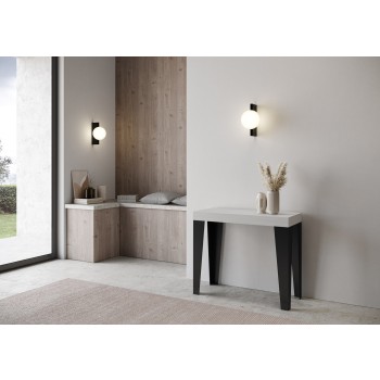 Flame Console with Anthracite frame - Extendable console 90x40/196 cm Flame Small White Ash with Anthracite frame