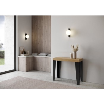 Flame Console Anthracite Frame - Extendable Console 90x40/196 cm Flame Small White Ash Anthracite Frame