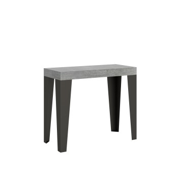 Flame Console with Anthracite frame - Extendable console 90x40/196 cm Flame Small White Ash with Anthracite frame