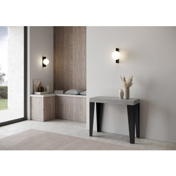 Flame Console with Anthracite frame - Extendable console 90x40/196 cm Flame Small White Ash with Anthracite frame