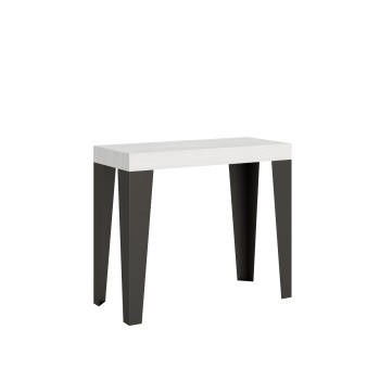 Flame Console with Anthracite frame - Extendable console 90x40/196 cm Flame Small White Ash with Anthracite frame