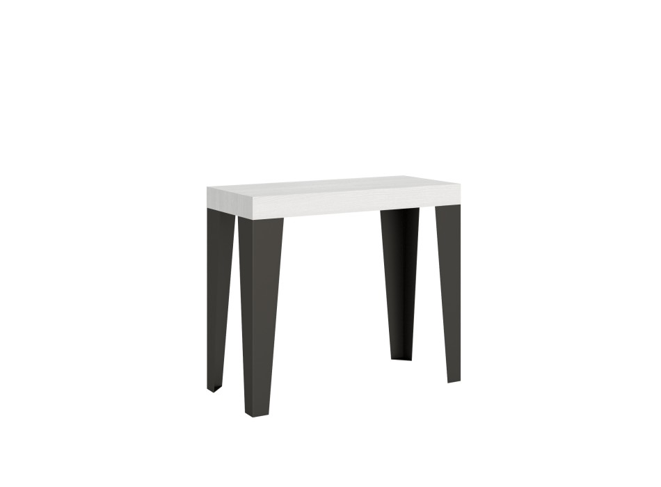 Flame Console with Anthracite frame - Extendable console 90x40/196 cm Flame Small White Ash with Anthracite frame