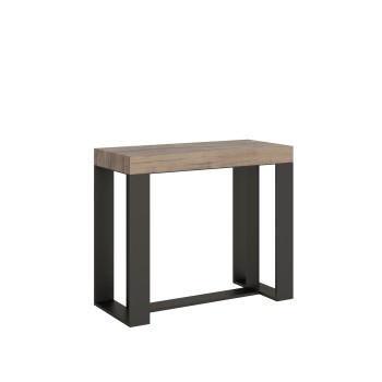 Futura Console Anthracite frame - Extendable console 90x40/196 cm Futura Small White Ash Anthracite frame