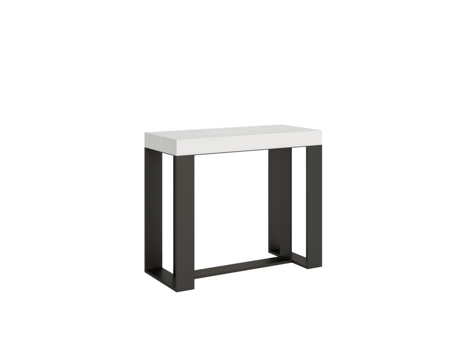 Futura Console Anthracite frame - Extendable console 90x40/196 cm Futura Small White Ash Anthracite frame