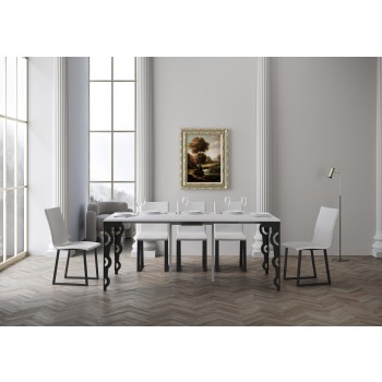 Karamay Evolution console Anthracite frame - Extendable console 90x40/196 cm Karamay Small Evolution White Ash Anthracite frame