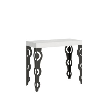 Karamay Premium Console Anthracite Frame - Extendable Console 90x40/196 cm Karamay Small Premium White Ash Anthracite Frame