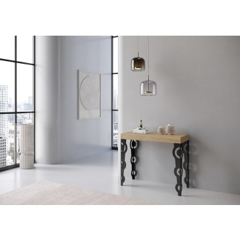 Karamay console Anthracite frame - Extendable console 90x40/196 cm Karamay Small White Ash Anthracite frame