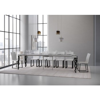 Karamay console Anthracite frame - Extendable console 90x40/300 cm Karamay White Ash Anthracite frame