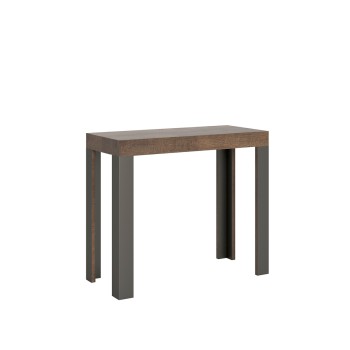 Console Linea Anthracite frame - Extendable console 90x40/196 cm Small Line White Ash Anthracite frame