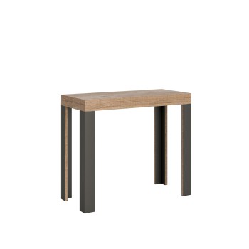 Console Linea Anthracite frame - Extendable console 90x40/196 cm Small Line White Ash Anthracite frame